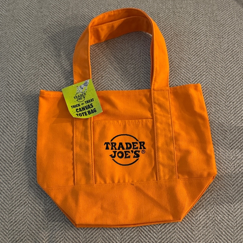 Trader Joe's Orange Mini Canvas Tote Bag